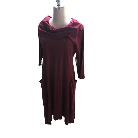 CMC Cowl Dress Women's Size Medium Red 100% Cotton Pockets Color Me Cotton - Picture 3 of 8